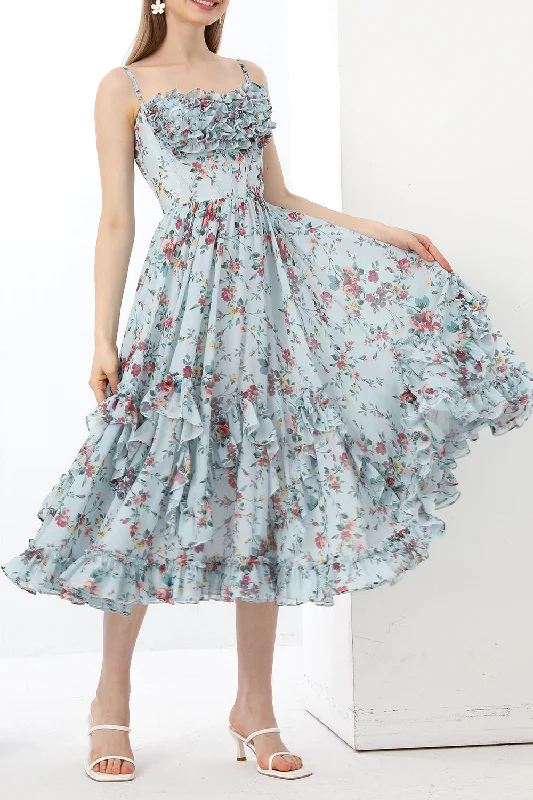 Spaghetti Straps Corset Floral Print Chiffon Dress ASOS floral dresses