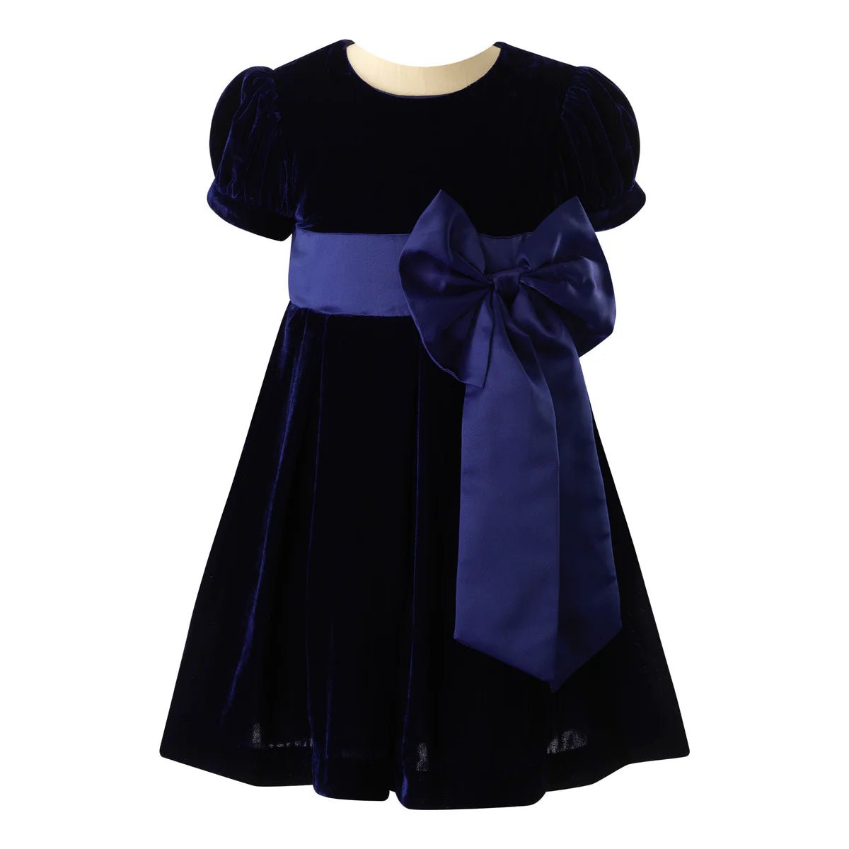 Crushed Velvet Bow Dress | Navy Denim unclassified dresses