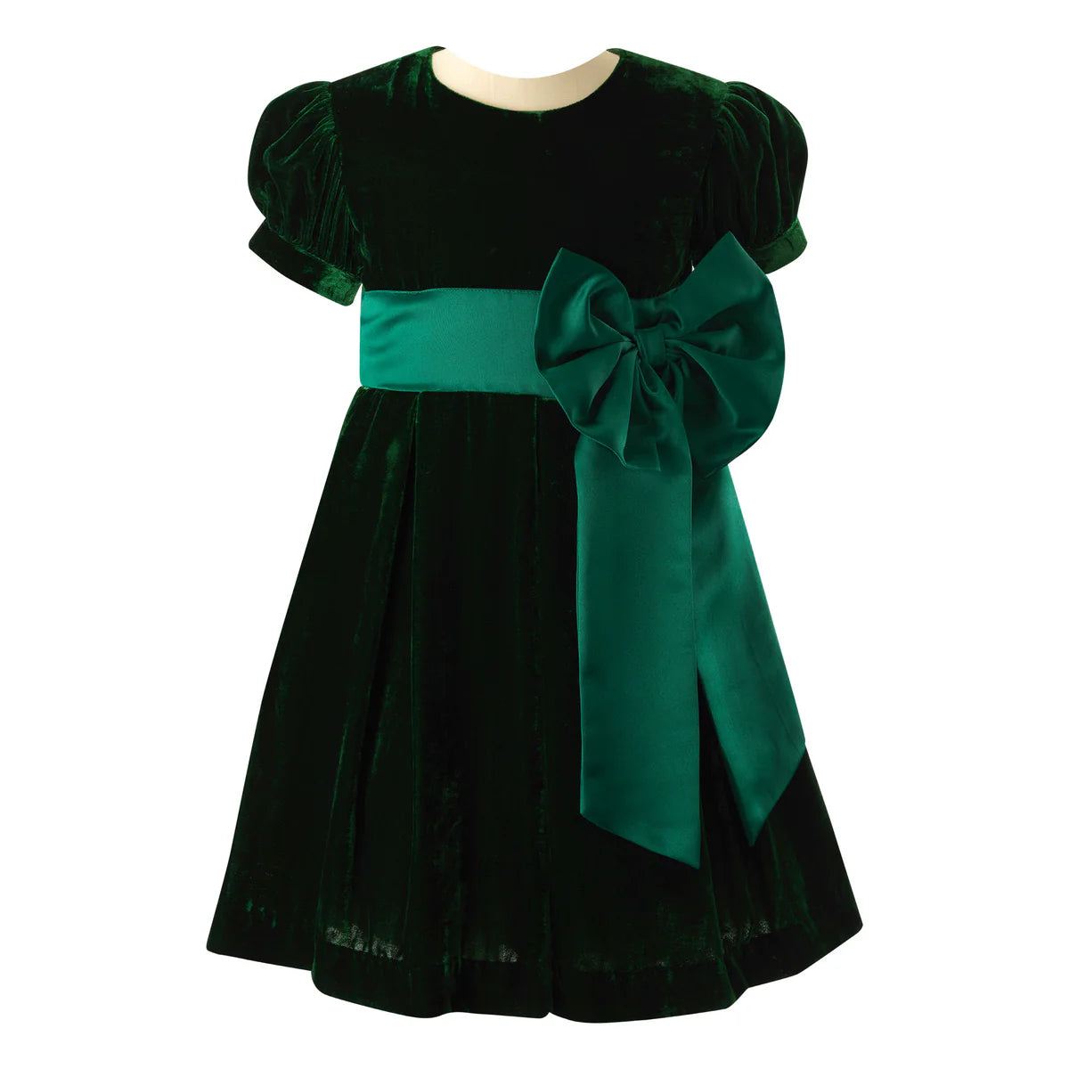 Crushed Velvet Bow Dress | Green Discounted unclassified dresses