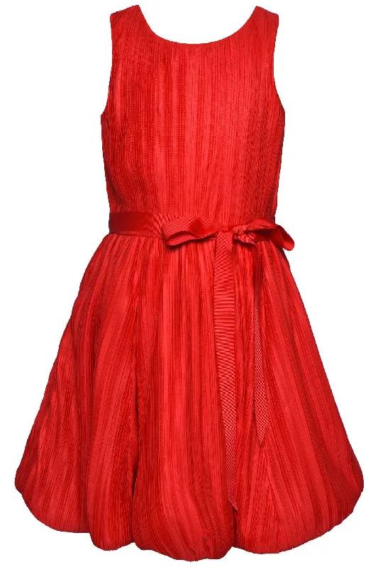 Bubble Hem Micro Plisse Dress | Red Preppy unclassified dresses