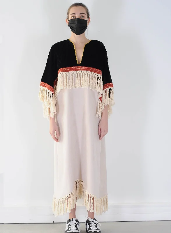 Youths in Balaclava Fringe Dress (Cream) Unique unclassified dresses