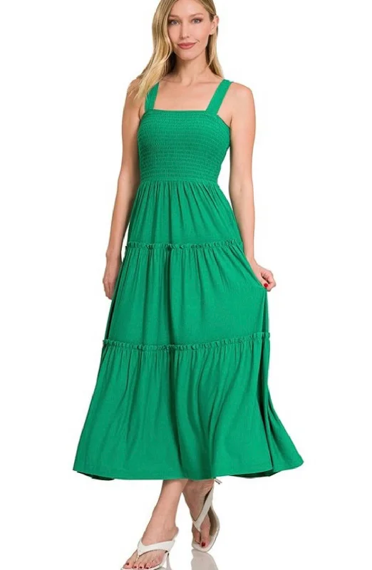 Kelly Green Smocked Dress Everyday wear unclassified dresses