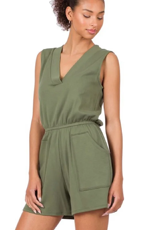 Olive Casual Romper Chiffon unclassified dresses