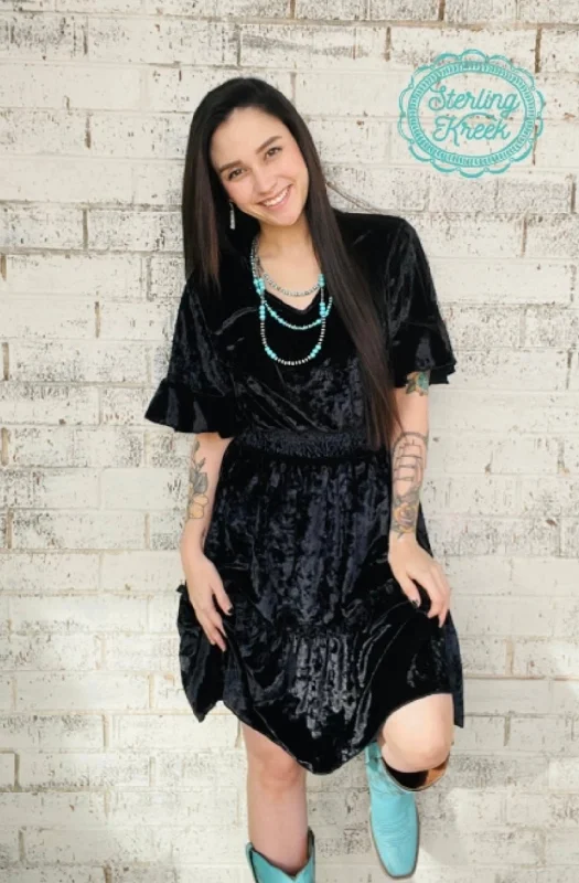 Black Velvet Dress Smocked unclassified dresses