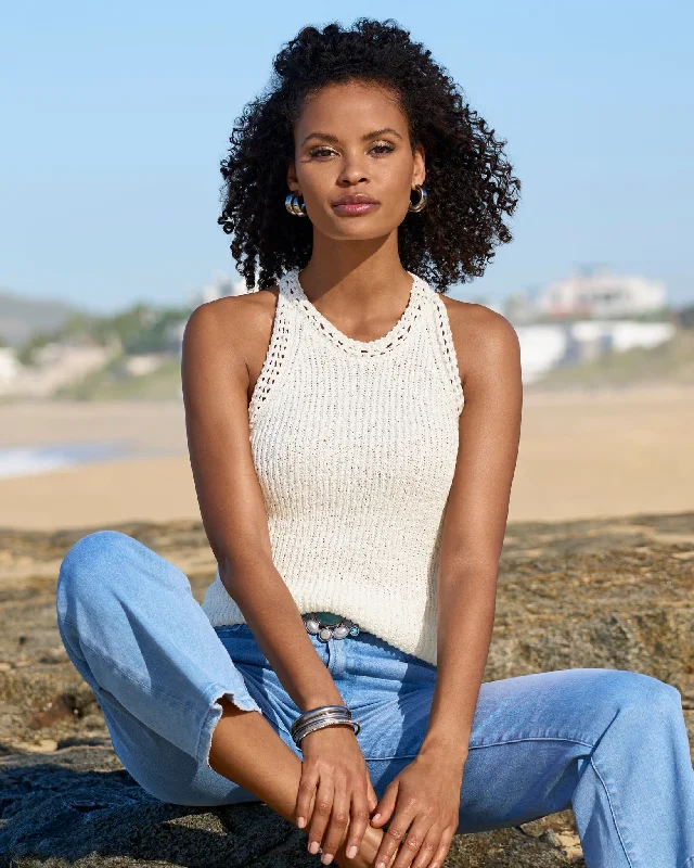 High Neck Sweater Tank Off White Minimalist Tank Dress