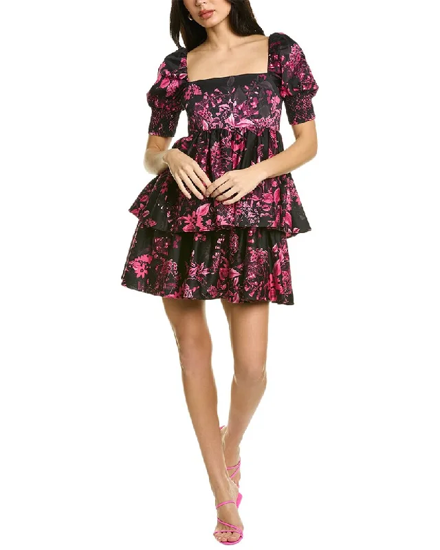 alice + olivia Emmalou Tiered Mini Dress Front Pocket Mini Skirt