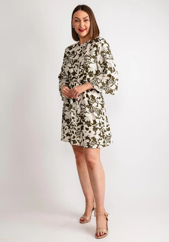 Vero Moda Ivone Flower Aline Mini Dress, Ivy Green Floral Print Skirt