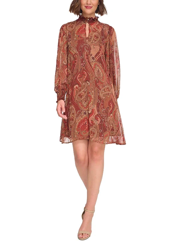 Womens Paisley Short Shift Dress Mini Skirt Style