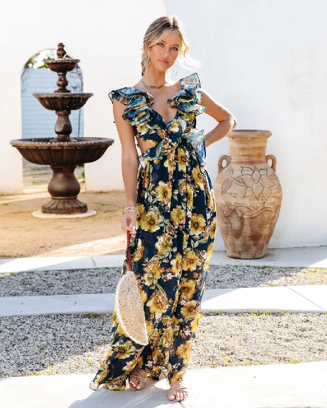 Encanto Floral Ruffle Maxi Dress Midi Maxi Outfit