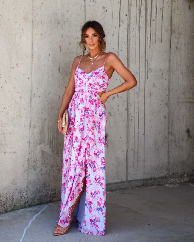 Ever So Sweet Floral Side Cutout Maxi Dress Maxi Skirt Style