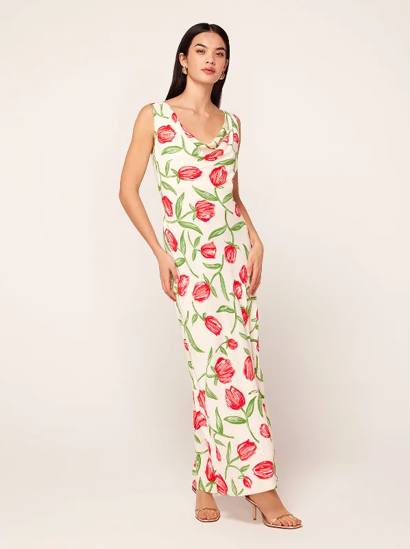 Araminta Ivory Tulip Print Midi Dress Midi Skirt Casual