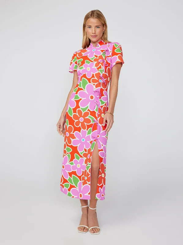 Leia Floral Print Midi Dress Boho Midi Skirt