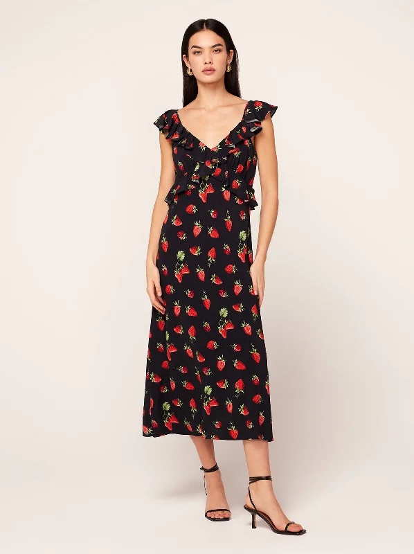 Rosemary Berry Print Midi Dress Midi Skirt Dress