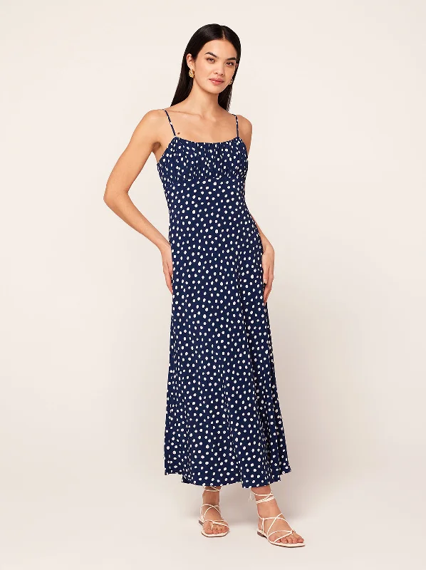 Velma Mixed Polka Dot Midi Dress Embroidered Midi Skirt