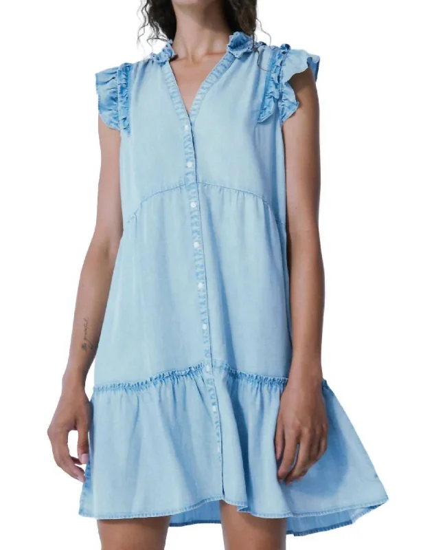 Andy Flirty Tencel Denim Dress In Bleach Denim Skirt Trendy