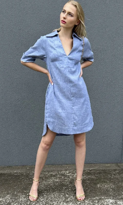 HOSS Ginger Dress - Blue Denim Buttoned-up Denim Skirt