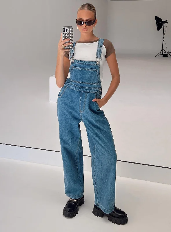 Kacey Long Overalls Denim Relaxed Denim Skirt