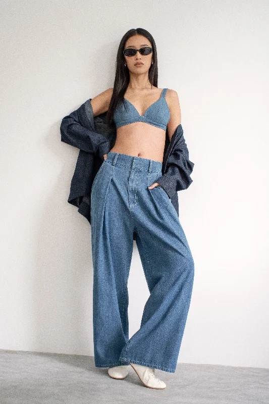 Trixie Denim Bralette Top Skirt with Denim